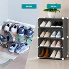 AINEXA 4-Layer Foldable Plastic Shoe Rack with Door Cover – Grey