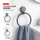 AINEXA Vacuum Suction Aluminium Towel Ring – Matte Grey