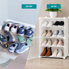 AINEXA 4-Layer Foldable Plastic Shoe Rack with Door Cover – White