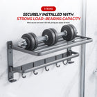 AINEXA 24-Inch Aluminium Towel Rack with Hooks – Matte Grey
