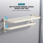 AINEXA 24-Inch Self-Adhesive Aluminium Towel Rack with Hooks – White