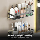 AINEXA 2-Piece Self-Adhesive Aluminium Bathroom Shelves – Matte Black