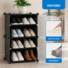 AINEXA 4-Layer Foldable Plastic Shoe Rack with Door Cover – Black