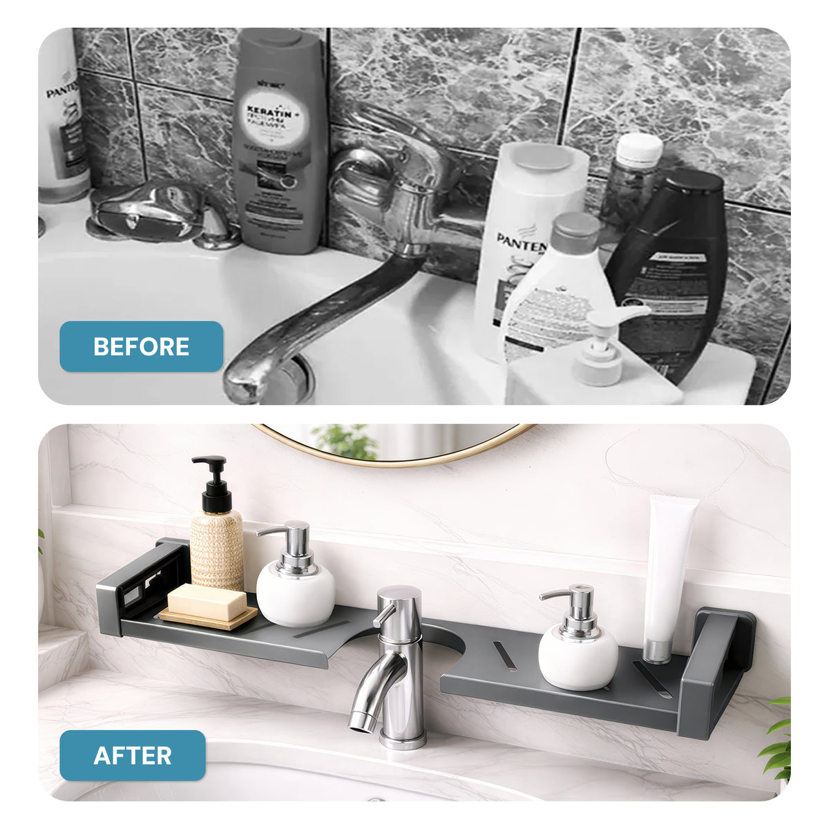 AINEXA 2-Foot Suction Aluminium Bathroom Shelf – Matte Grey
