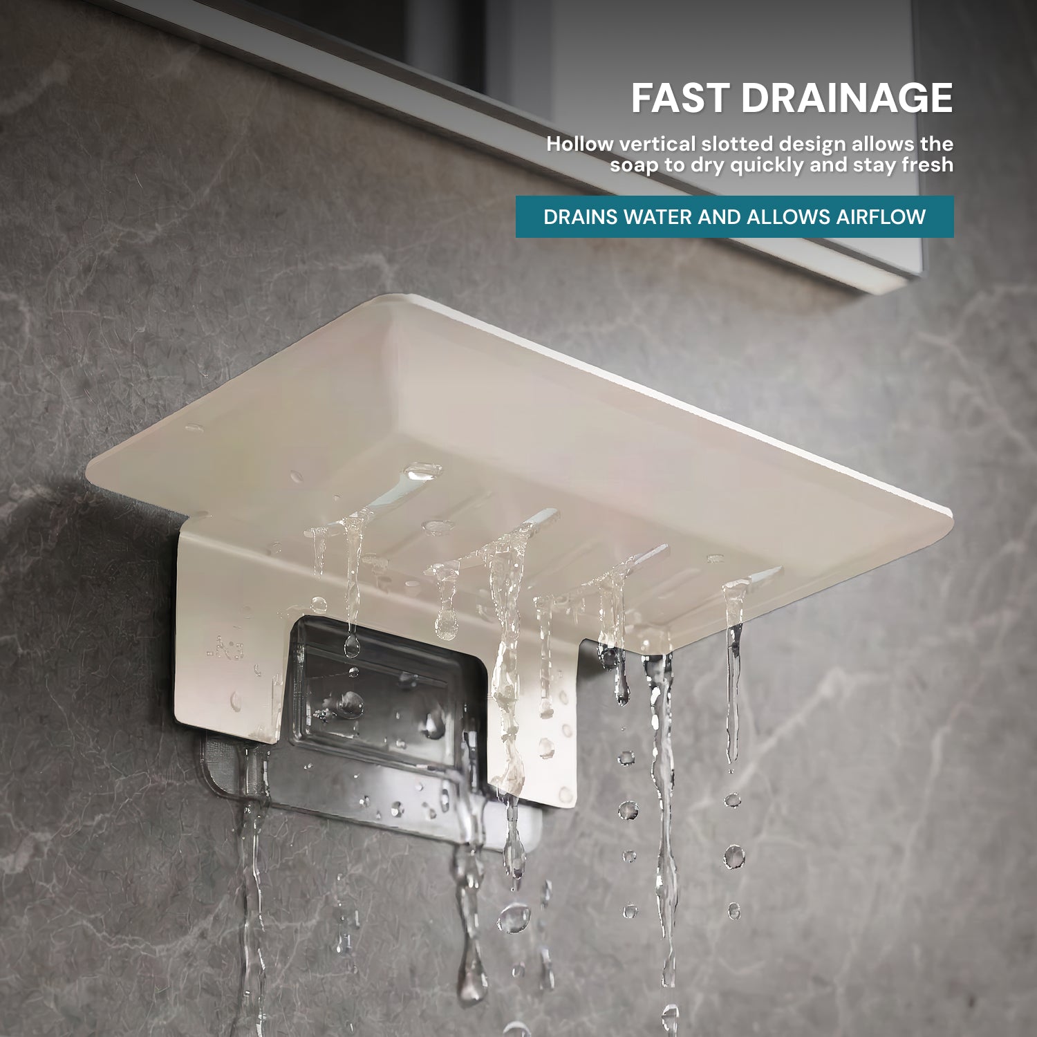 AINEXA Self-Adhesive Wall-Mounted Soap Holder with Drain Tray