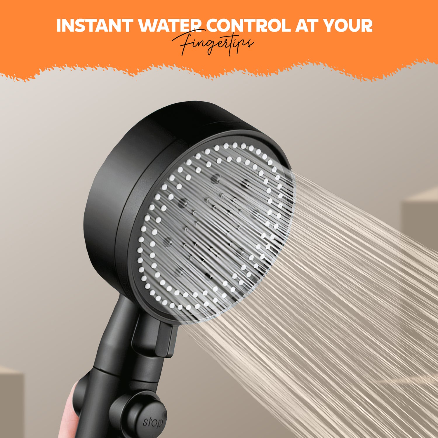 AINEXA 5-Mode High-Pressure Handheld Shower Head – Black