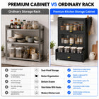 AINEXA 2-Layer Kitchen Storage Cabinet with Drawer & 4 Storage Boxes – Black