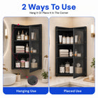 AINEXA 40 cm 3-Layer Bathroom Corner Cabinet with Door – Black