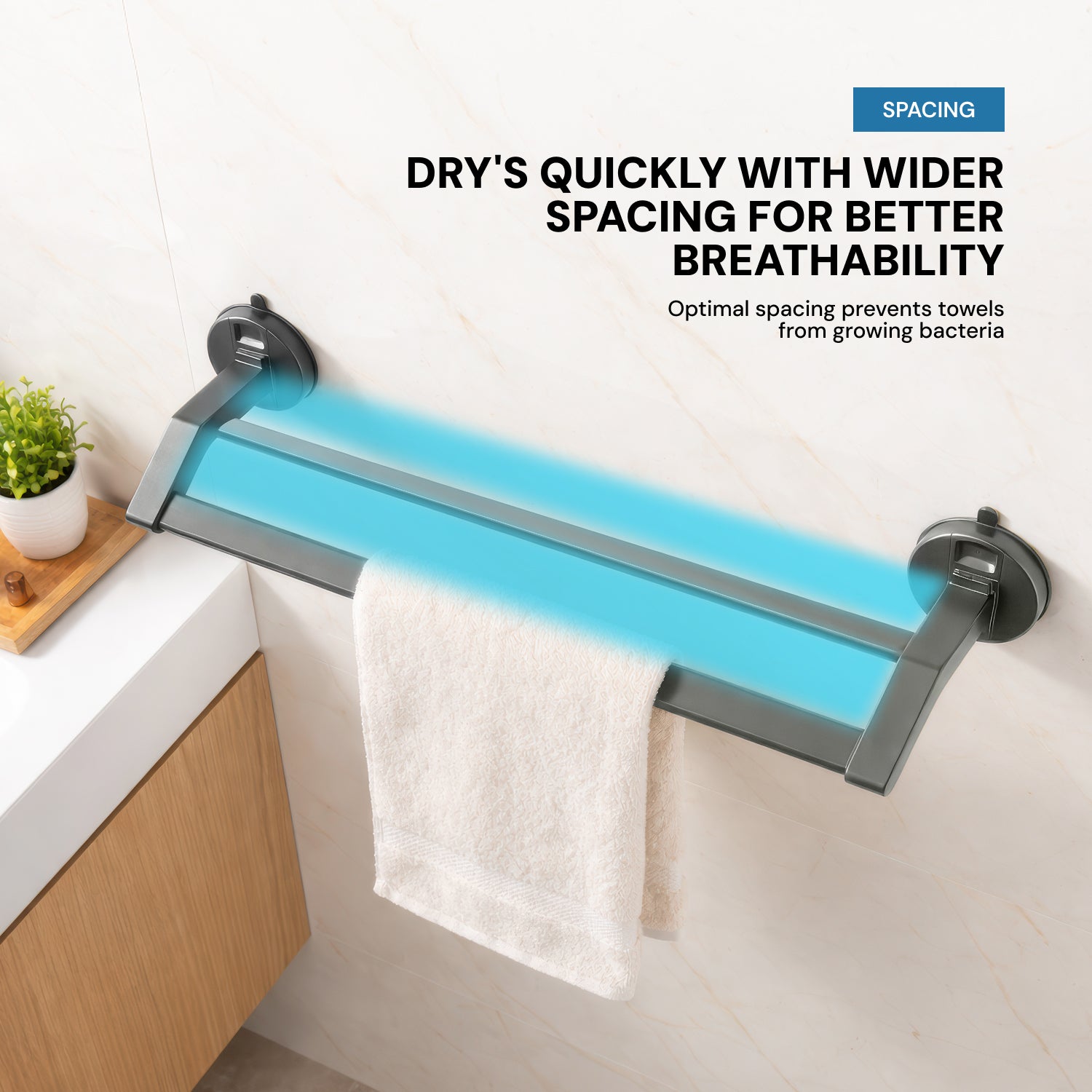 AINEXA Vacuum Suction Aluminium Towel Rack – Matte Grey