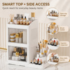 AINEXA 3-Layer 360° Rotating Makeup Organiser with Brush Holder – White