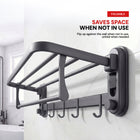 AINEXA Vacuum Suction Aluminium Towel Rack with Shelf & Hooks – Matte Grey