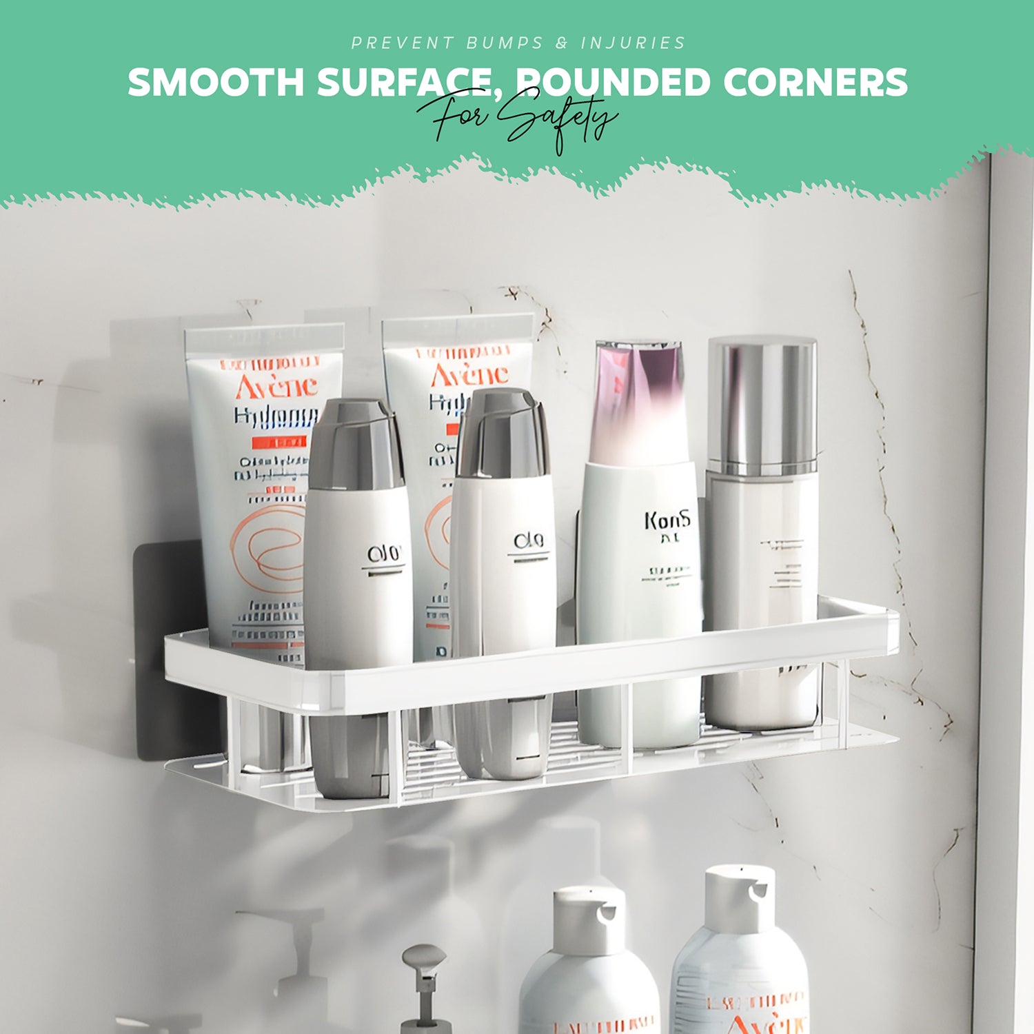AINEXA 2-Piece Self-Adhesive Bathroom Shelves – Black