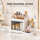 AINEXA 2-Layer 360° Rotating Makeup Organiser with Brush Holder – White