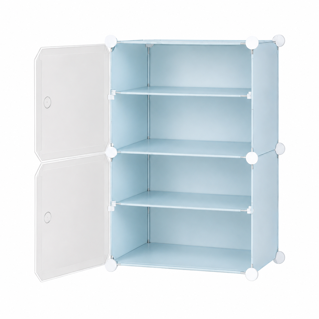 AINEXA 4-Layer Foldable Plastic Shoe Rack with Door Cover – Blue