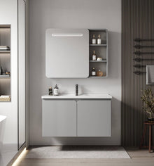 AINEXA Modern Wall-Mounted Bathroom Vanity Set with Sink & Mirror Cabinet