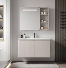 AINEXA Wall-Mounted Bathroom Vanity Set with Sink & Mirror Cabinet
