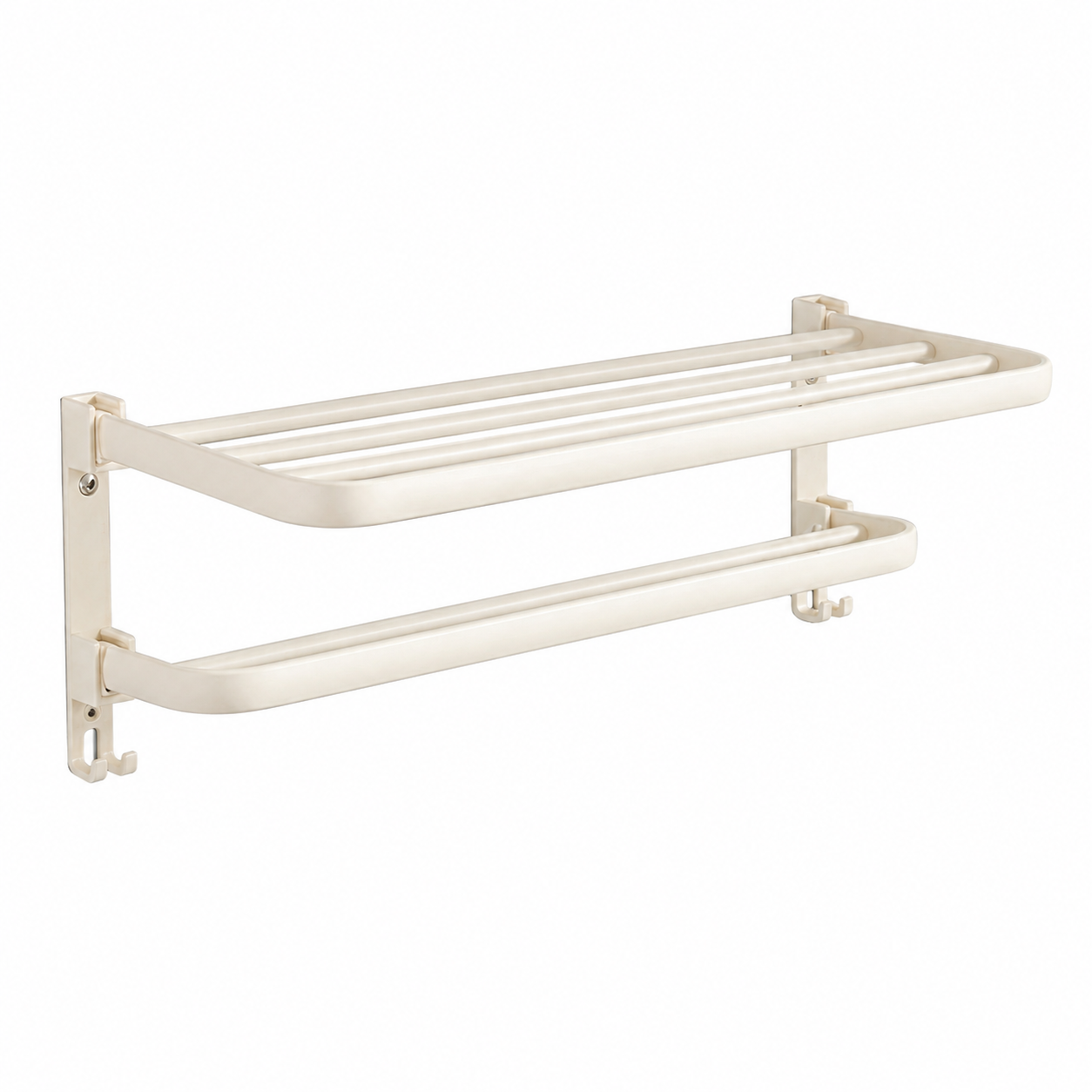 AINEXA 24-Inch Self-Adhesive Aluminium Towel Rack with Hooks – White