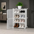 AINEXA 4-Layer Foldable Plastic Shoe Rack with Door Cover – White
