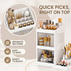 AINEXA 3-Layer 360° Rotating Makeup Organiser with Brush Holder – White