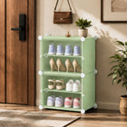 AINEXA 4-Layer Foldable Plastic Shoe Rack with Door Cover – Green
