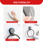 AINEXA Vacuum Suction Aluminium Towel Ring – Matte Grey