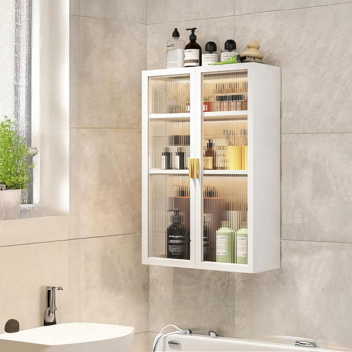 AINEXA 40 cm 3-Layer Wall-Mounted Bathroom Storage Cabinet – White