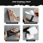 AINEXA 3-Piece Self-Adhesive Aluminium Tissue & Towel Holder – Black
