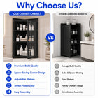 AINEXA 40 cm 3-Layer Bathroom Corner Cabinet with Door – Black