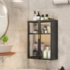 AINEXA 40 cm 2-Layer Wall-Mounted Bathroom Storage Cabinet – Black