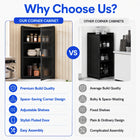AINEXA 40 cm 3-Layer Corner Kitchen Storage Cabinet with Door – Black