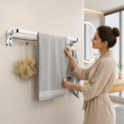 AINEXA 24-Inch Foldable Stainless Steel Towel Rack with Hooks – Chrome