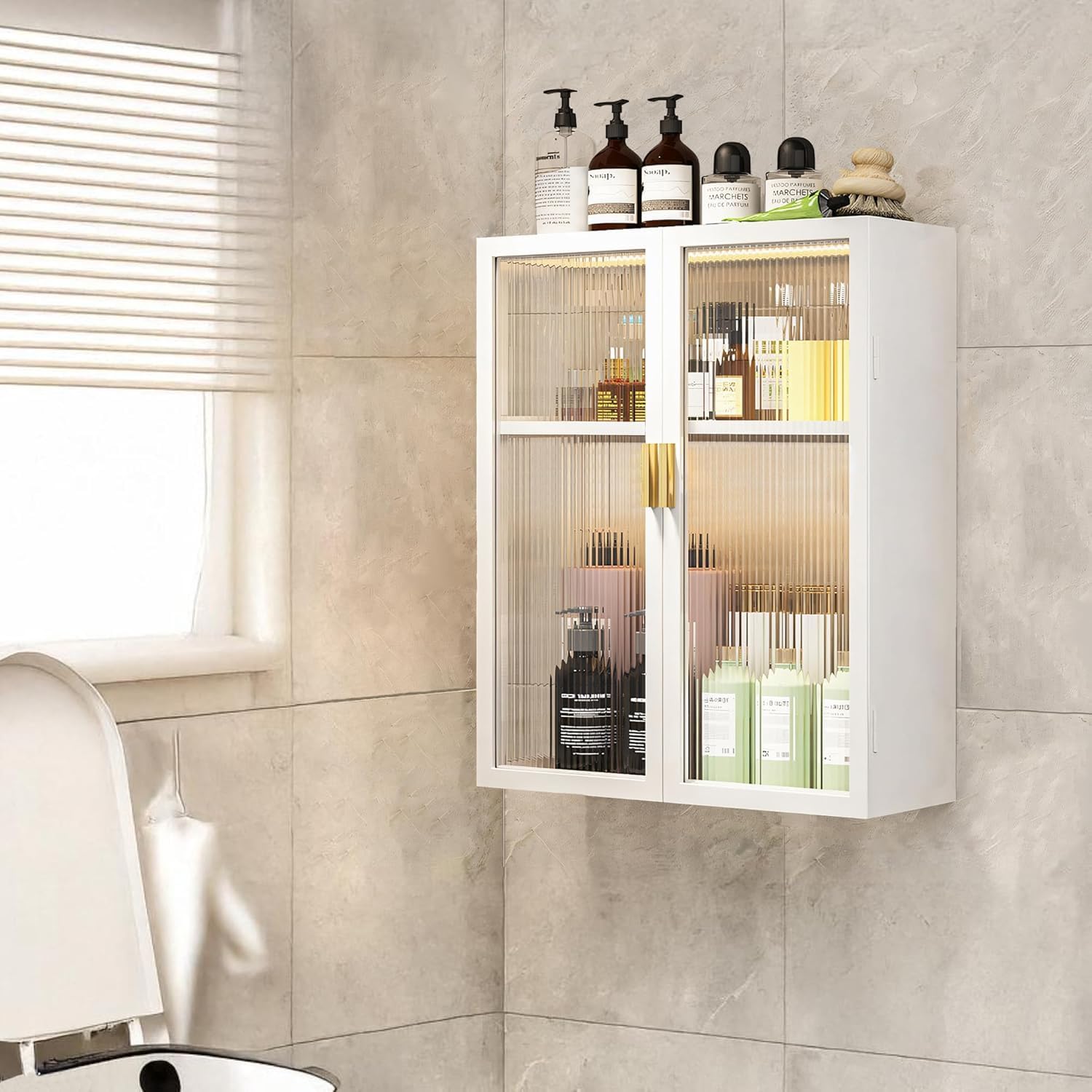 AINEXA 50 cm 2-Layer Wall-Mounted Bathroom Storage Cabinet – White