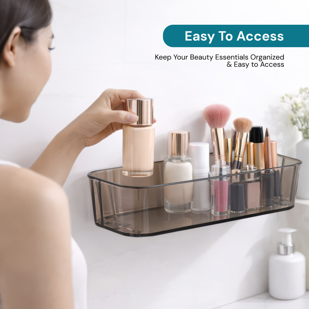 AINEXA Self-Adhesive Transparent Makeup Organizer – No Drill