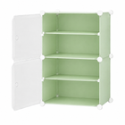 AINEXA 4-Layer Foldable Plastic Shoe Rack with Door Cover – Green