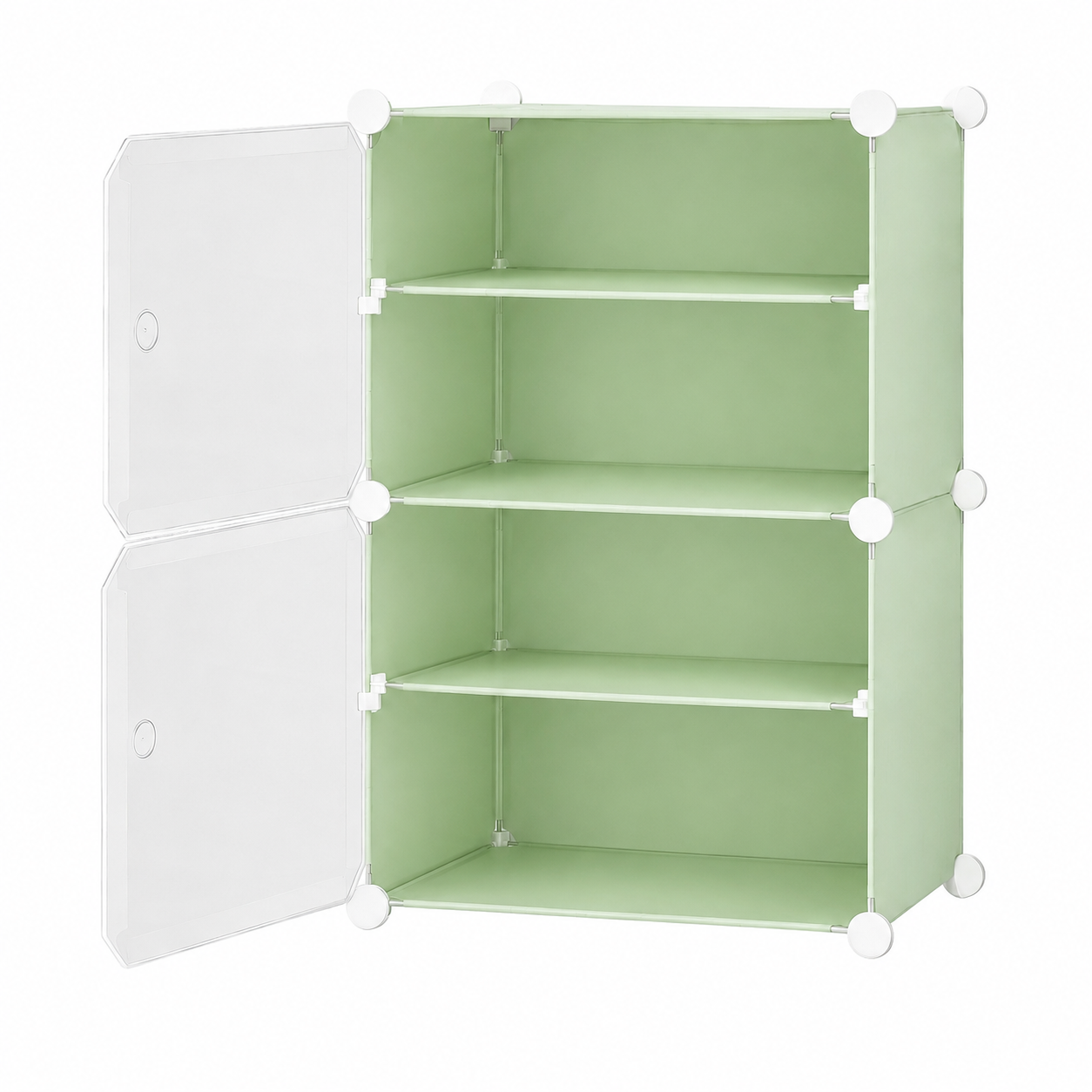 AINEXA 4-Layer Foldable Plastic Shoe Rack with Door Cover – Green