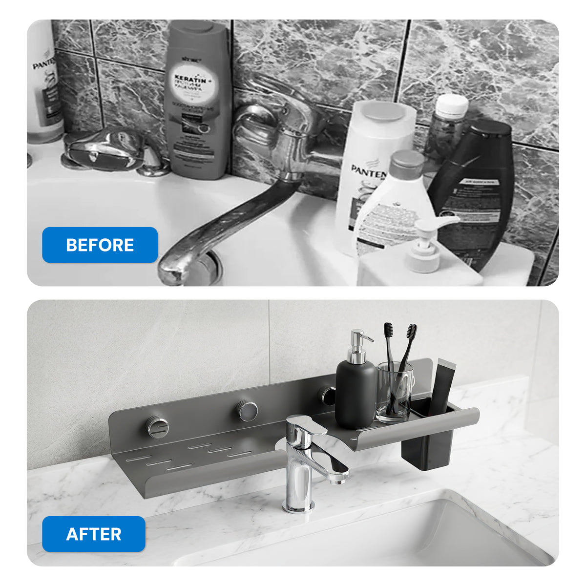 AINEXA 2-Foot Self-Adhesive Wash Basin Shelf – No Drill