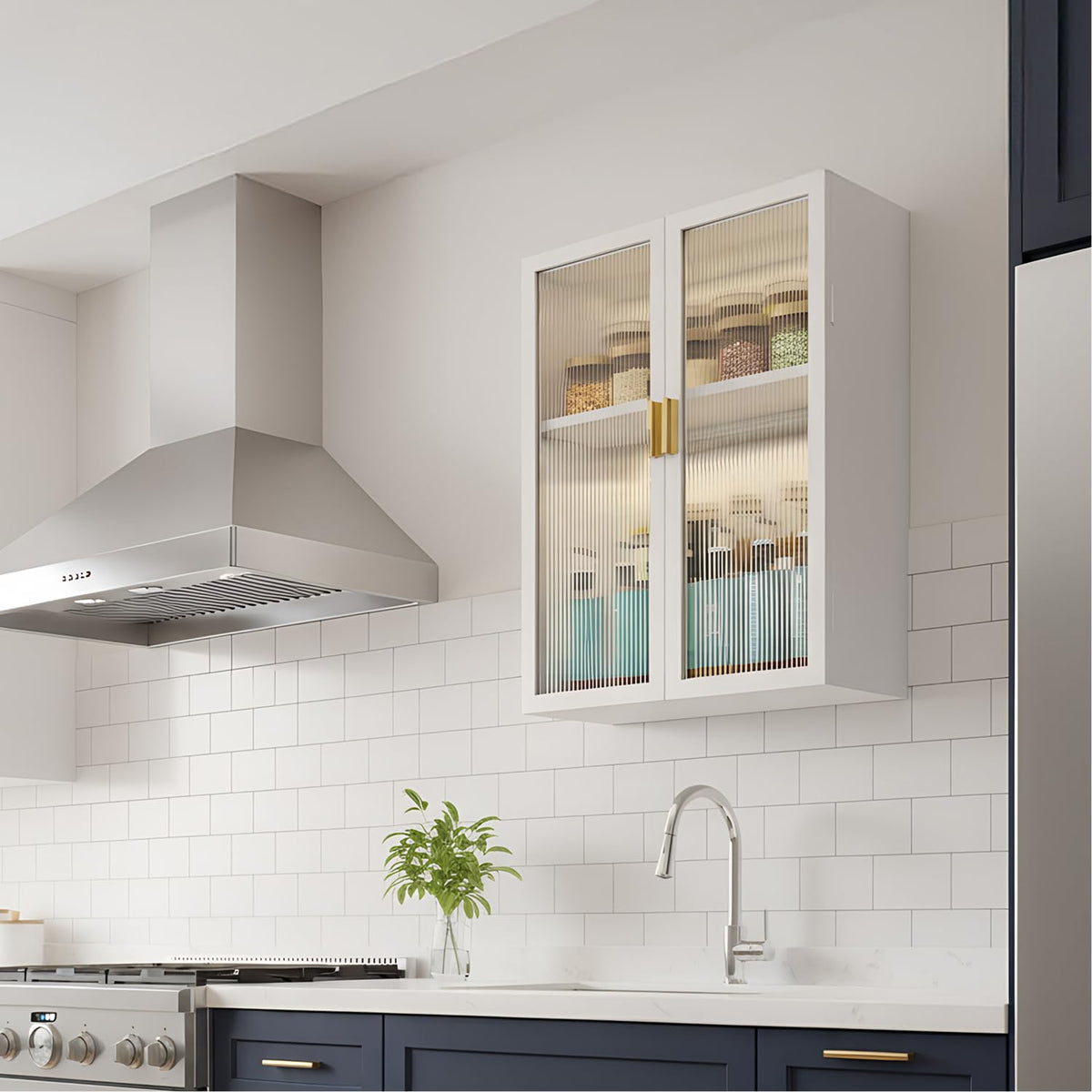 AINEXA 40 cm 2-Layer Wall-Mounted Kitchen Storage Cabinet – White