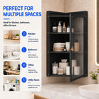 AINEXA 40 cm 3-Layer Bathroom Corner Cabinet with Door – Black