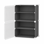AINEXA 4-Layer Foldable Plastic Shoe Rack with Door Cover – Grey