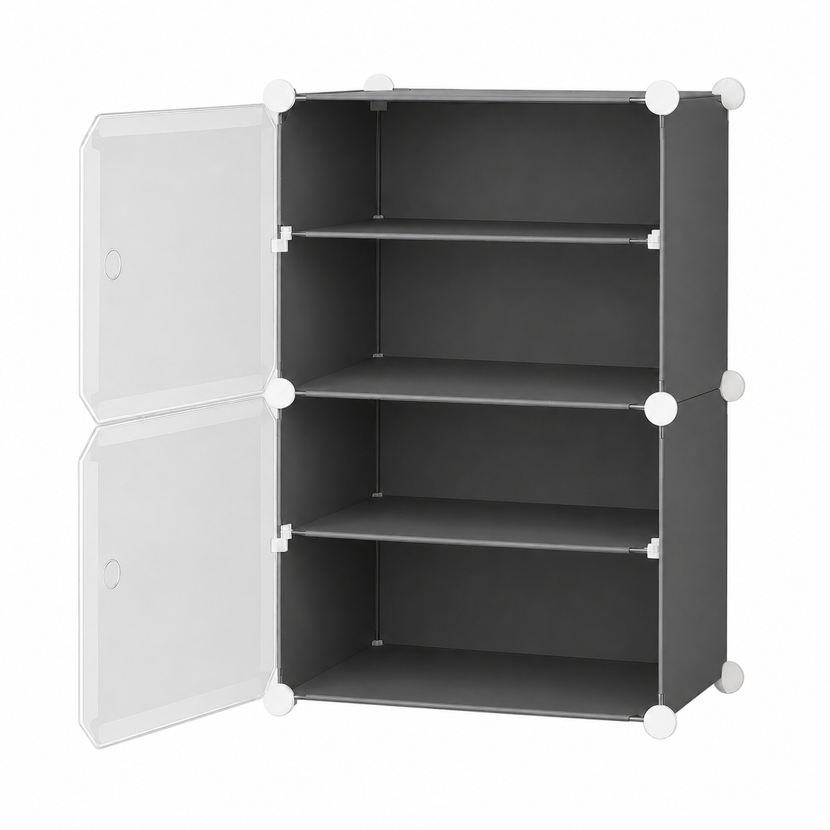 AINEXA 4-Layer Foldable Plastic Shoe Rack with Door Cover – Grey