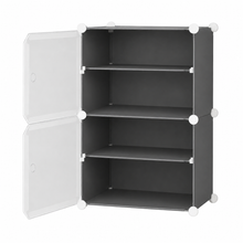 AINEXA 4-Layer Foldable Plastic Shoe Rack with Door Cover – Grey