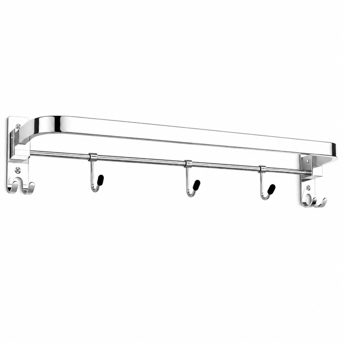 AINEXA 24-Inch Foldable Stainless Steel Towel Rack with Hooks – Chrome
