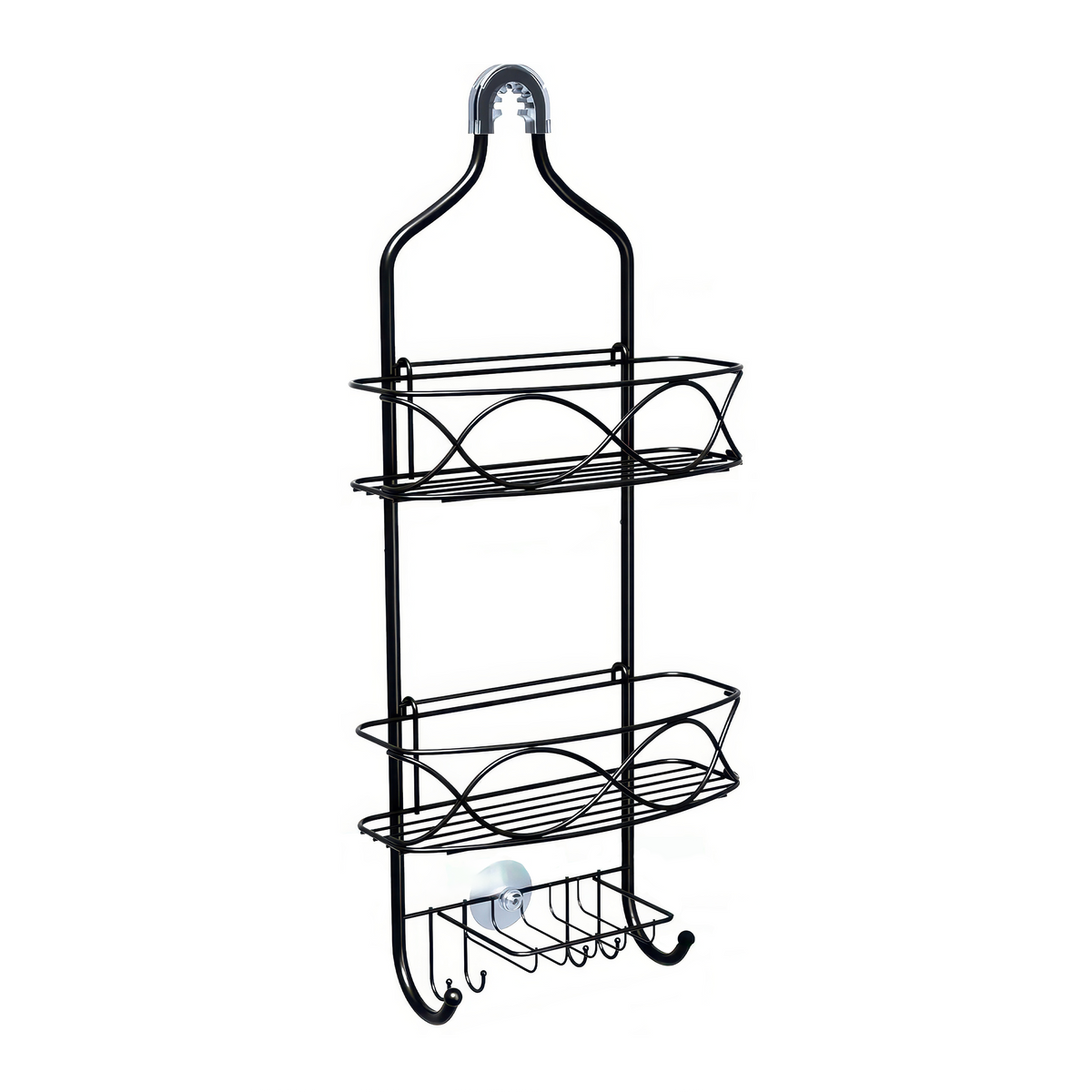 AINEXA 2-Tier Hanging Shower Caddy with Soap Rack – Black