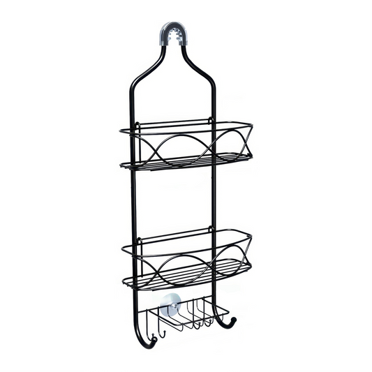 AINEXA 2-Tier Hanging Shower Caddy with Soap Rack – Black