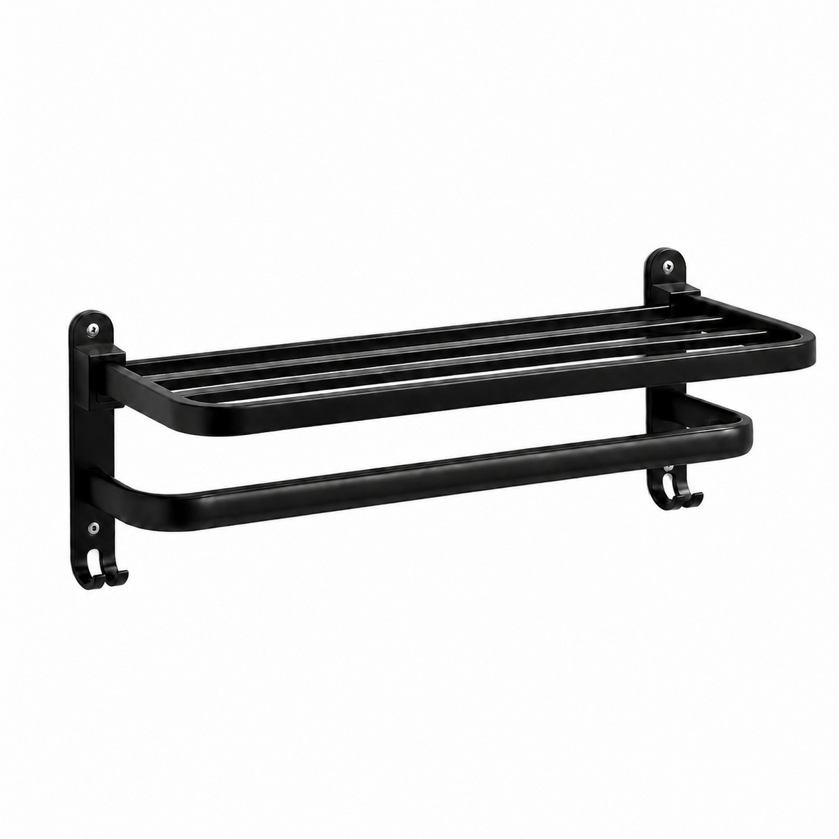 AINEXA 24-Inch Wall-Mounted Aluminium Towel Rack – Matte Black