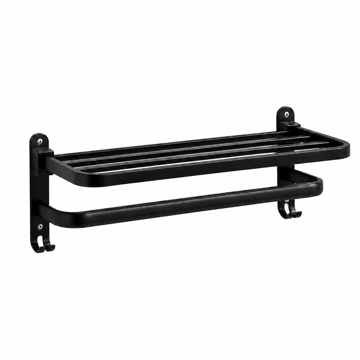 AINEXA 24-Inch Wall-Mounted Aluminium Towel Rack – Matte Black
