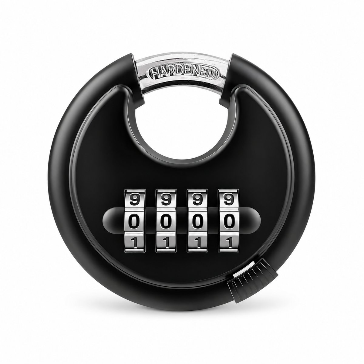 AINEXA Heavy-Duty 4-Digit Combination Disc Padlock – Black