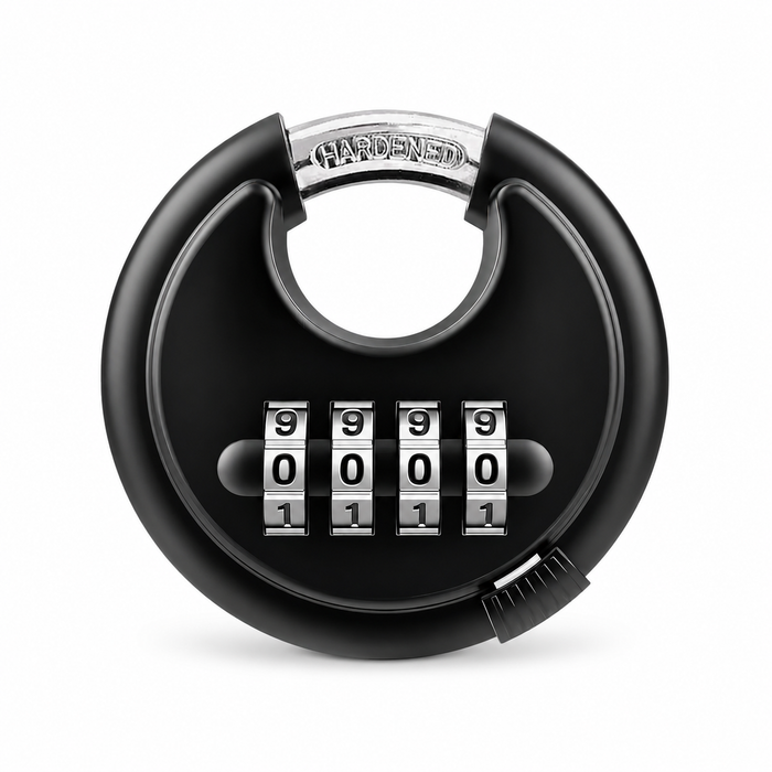 AINEXA Heavy-Duty 4-Digit Combination Disc Padlock – Black