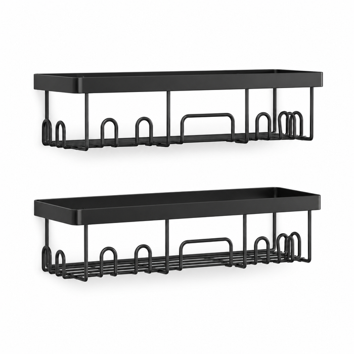 AINEXA 2-Piece Self-Adhesive Carbon Steel Bathroom Shelves – No Drill
