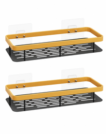 AINEXA 2-Piece Self-Adhesive Aluminium Bathroom Shelves – Gold